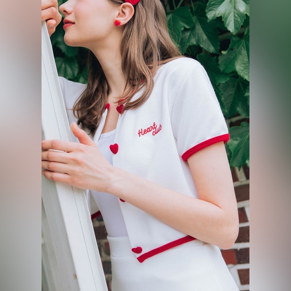 Mixxmix Heart Club heart button cardigan